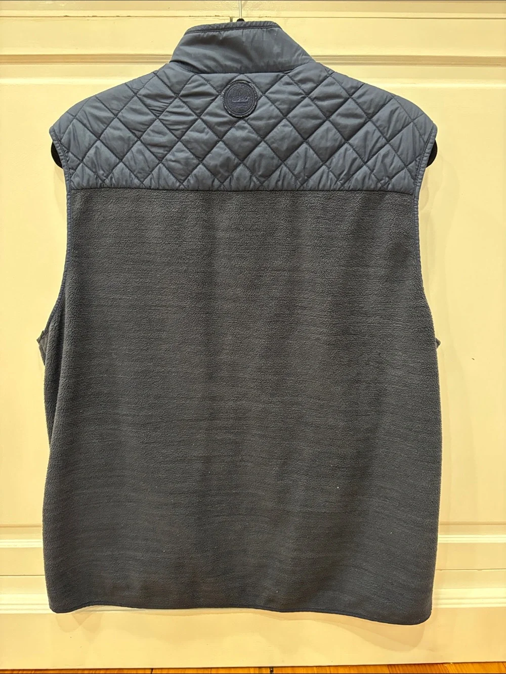 Peter Millar Navy Quilted-Shoulder Fleece Vest